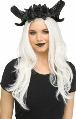 Black Horn & Flowers Headpiece - Adult