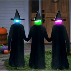 30" Luminated Lawn Witty Witches - Set Of 3