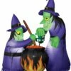 Airblown Double Bubble Witches With Cauldron Inflatable