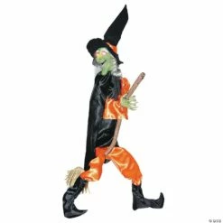 48" Leg Kicking Witch With Broom